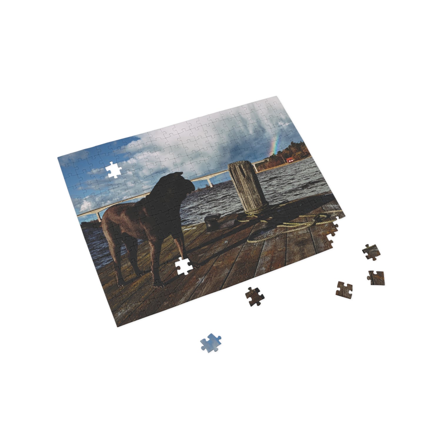 Puzzle - Shar Pei on Jetty with Rainbow - 252-500/1000 Pieces