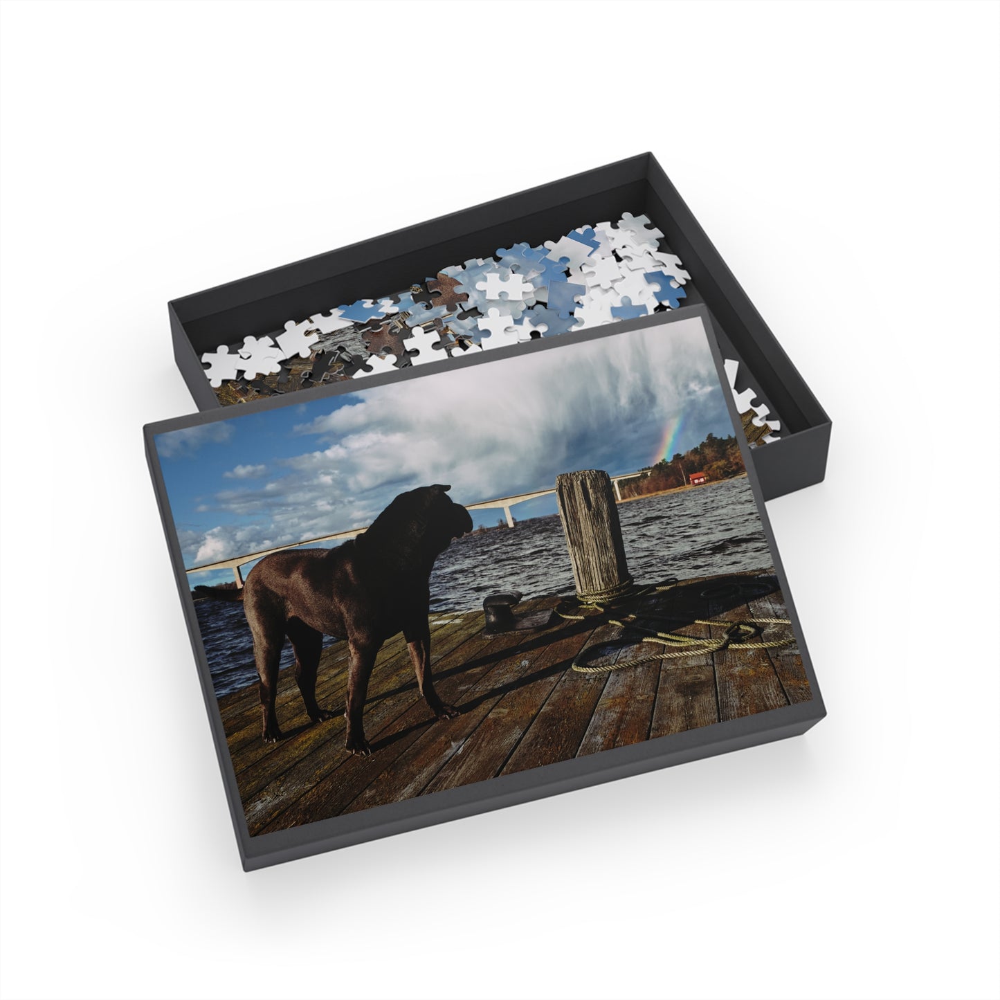 Puzzle - Shar Pei on Jetty with Rainbow - 252-500/1000 Pieces