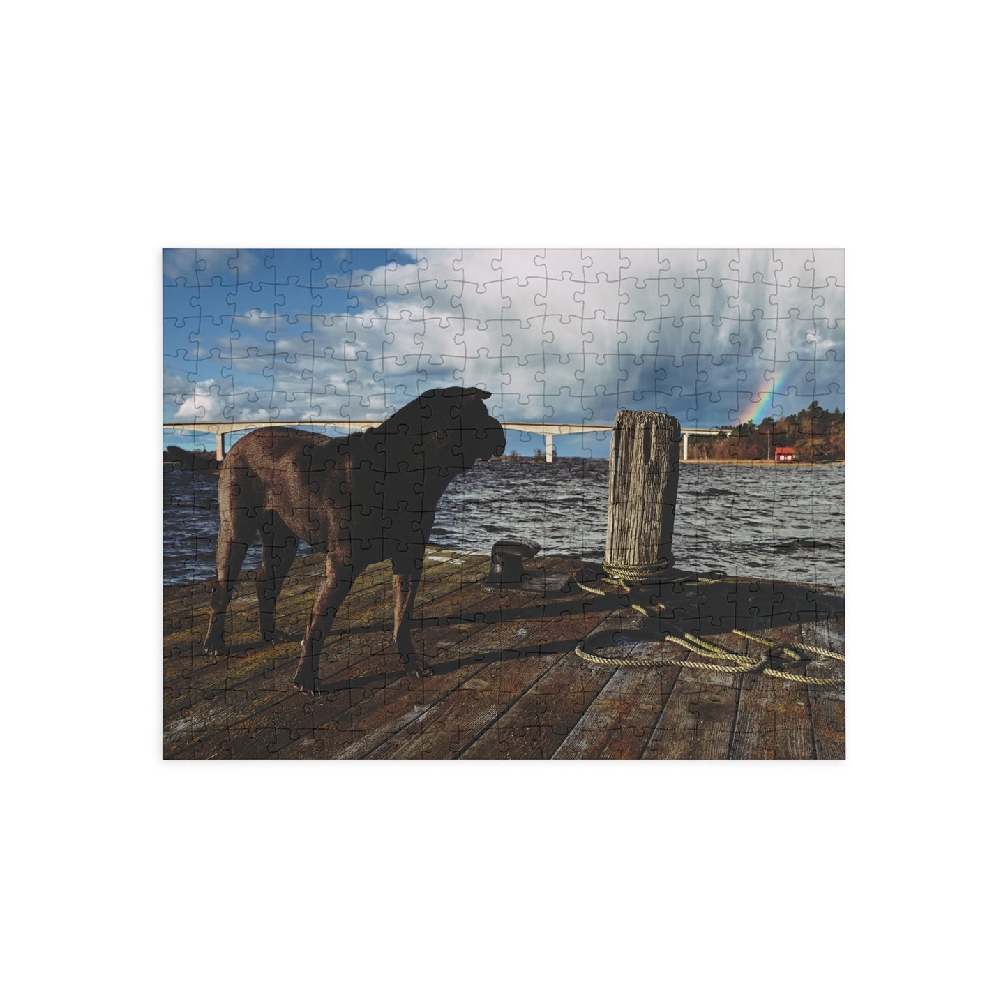 Puzzle - Shar Pei on Jetty with Rainbow - 252-500/1000 Pieces